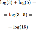 calculamos el logaritmo de 3 + logaritmo de 5