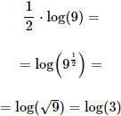 calculamos 1/2 por logaritmo de 9